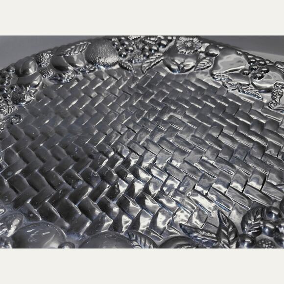 Large Vintage Lenox Fruit Weave Grapes Pewter Serving Tray With Handles 22 x 15 - Picture 3 of 9